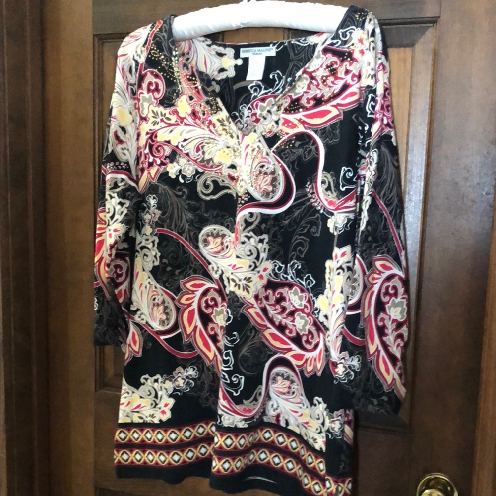 Rebecca Malone Black and Red Paisley Tunic